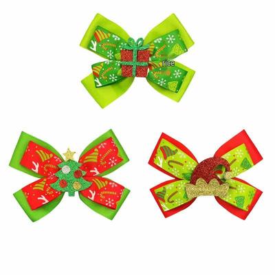 Pince à cheveux pailletée pour sapin de Noël pour enfants: Chapeau de dessin animé Ornement nœud Cadeau