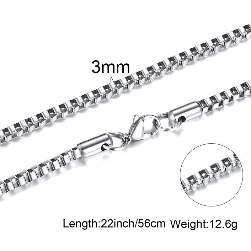1/2/3mm Box Chain Necklaces for Men Women,Delicate Square Stainless Steel Chains Links Collars,Jewelry Gift 18To24 Inch