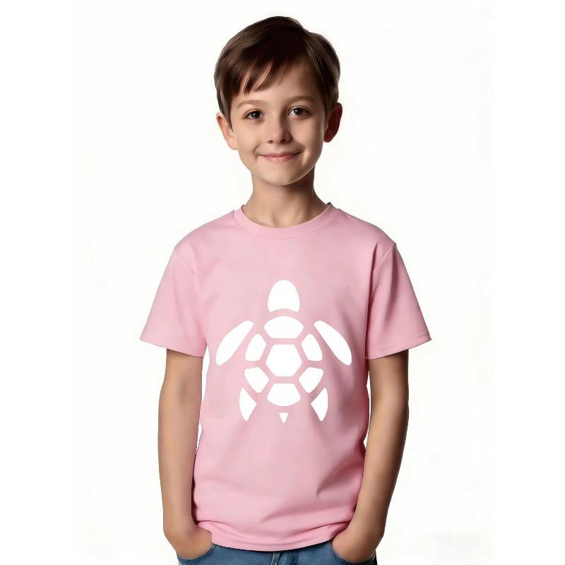 Europäische Größen Süßes und Einfaches Schwarz-Weiß Schildkrötenmuster T-Shirt für Mädchen und Jungen - Stylisches Lässiges Rundhals-Design, Perfekt für den Sommer