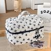 Minimalist Fabric Makeup Bag With Wrinkle Bows For Travel And Daily Use