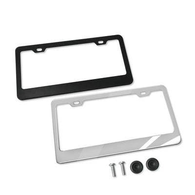 Support Noir Argenté Avec Vis Cadre Universel Plaque d'Immatriculation Américaine Accessoire Auto Fibre Couverture Plaque d'Immatriculation TAG Pour Avant Arrière