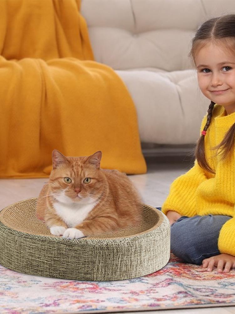 Oval Shaped Scratch Pad Sisal Scratching Cat Bed Wear Resistant Cat Scratch Bed Multifunctional Pet Sleeping Mat Pet Supplies