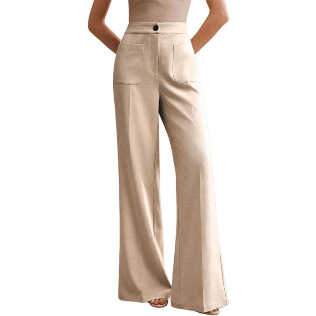 High Waist Wide Leg Pants for Women Casual Loose Fit Trousers with Front Pockets Office Style