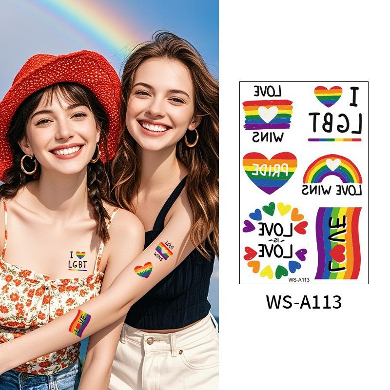 Rainbow Tattoo Stickers Love Color Prints Tattoo Rainbow Day Holiday Party Celebration Temporary Tattoo Stickers