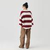 GOLFCROSS Unisex Striped V-Neck Oversized Knitted Cardigan