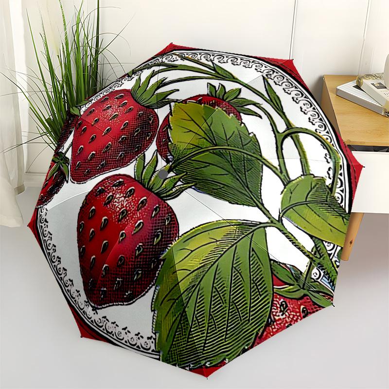 

1pc Strawberries Automatic Opening/Closing Folding Umbrella with 8 Ribs,Portable Sunshade Umbrella Birthday and Holiday gifts yy251231148