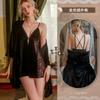 Xianyi Autumn and Winter Pajamas Women's Sexy Lace Deep V Comfortable Suspender Pajamas Open Back Temptation Loungewear Can Be Worn Outside 489