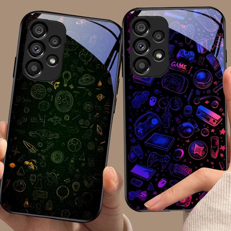 Dream Space Schwarz Grün Für Samsung Galaxy S10 20 Plus 21 FE 22 23 24 FE 25 Ultra Schwarz Gehärtetes Glas Handyhülle Hartschale