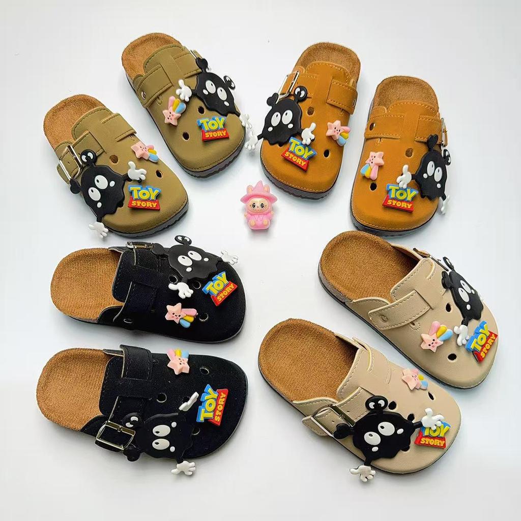 Children's Cartoon Birkenstock Slippers: Cute Closed-Toe Spring Outdoor Shoes for Boys & Girls with Thick Soles.