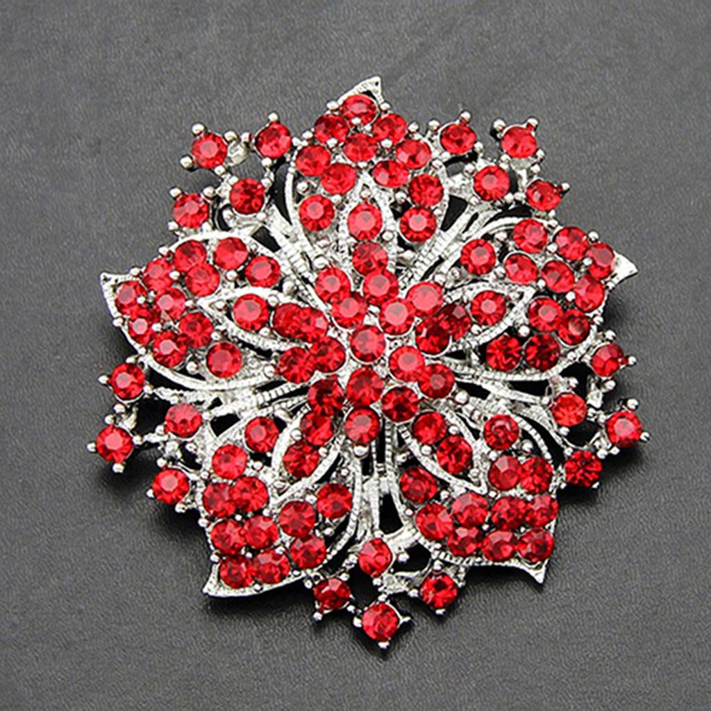 Ny ny design Cluster Rhinestones Round Blossom Flower Crystal Silver Pläterad Broscher Pin