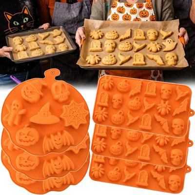 Halloween Silikonform Schokolade Keks DIY Form Mehrzweck Kürbis Schädel Geist Spinne Hexe Fledermaus Form Küche Backform