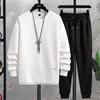 Spring Autumn Men's Suit Casual T-shirt + Shorts Suit Men's Tracksuit Solid Color Tracksuit Loose Suit
