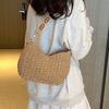 Summer Beach Vacation Straw Woven Bag for Women - Chain-Embellished Versatile Handheld Shoulder Bag