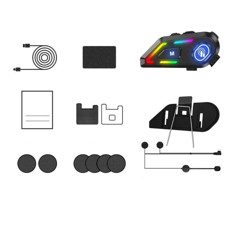 

Motorcycle Helmets Headsets Speakers Bluetooth-compatible with 16RGB Lights Long Battery Noise Cancelling and Auto Answer