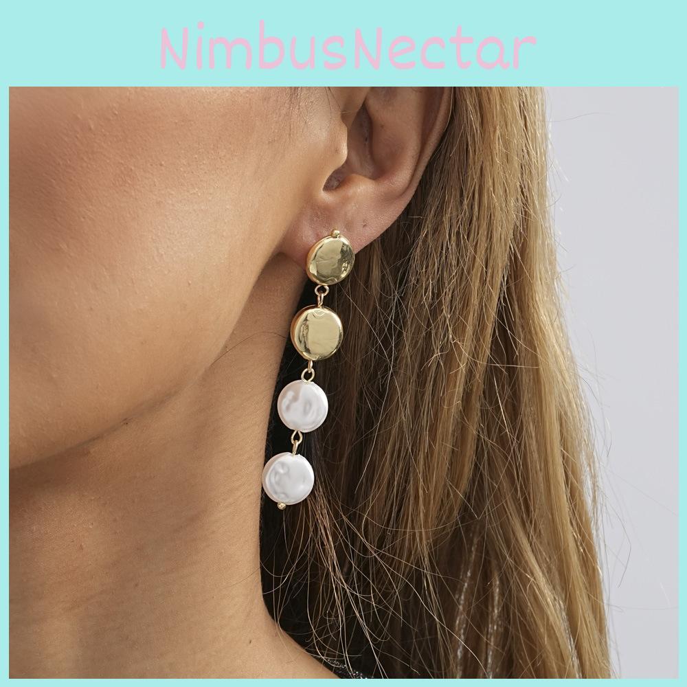 2023 Gold Trendy Geometric Earrings Minimalist Long Pearl Winter Jewelry
