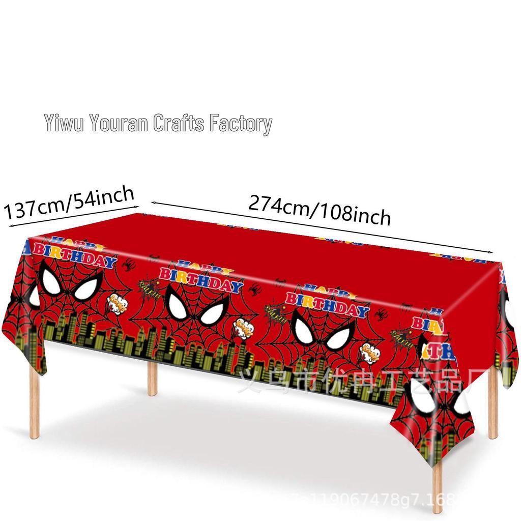 Spider-Man Themed Kids' Party Set: Disposable Plates, Napkins, Tablecloth, and Cutlery