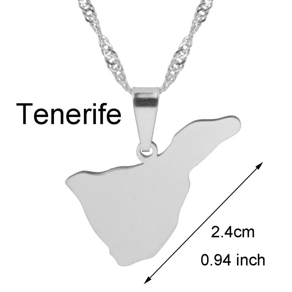 Spanien Kanarische Inseln Teneriffa/Gran Canaria/Fuerteventura/La Palma/Lanzarote Kartenanhänger Halsketten Damen Mädchen Schmuck #120121