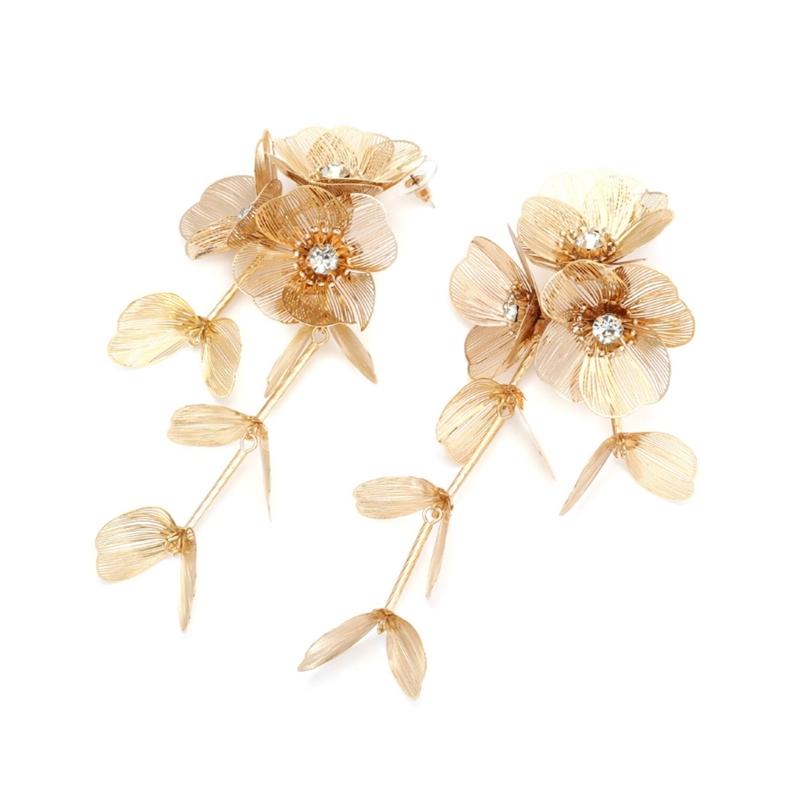 Fashion Metal Flower Earrings for Women Accessories Silver Gold Color Long Tassel Earring Party Jewelry Holiday Gifts