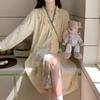 2026 Spring Cloud Cotton Long Sleeve Tie-Up Nightgown - Sweet, Cute, Comfortable Women's Loungewear