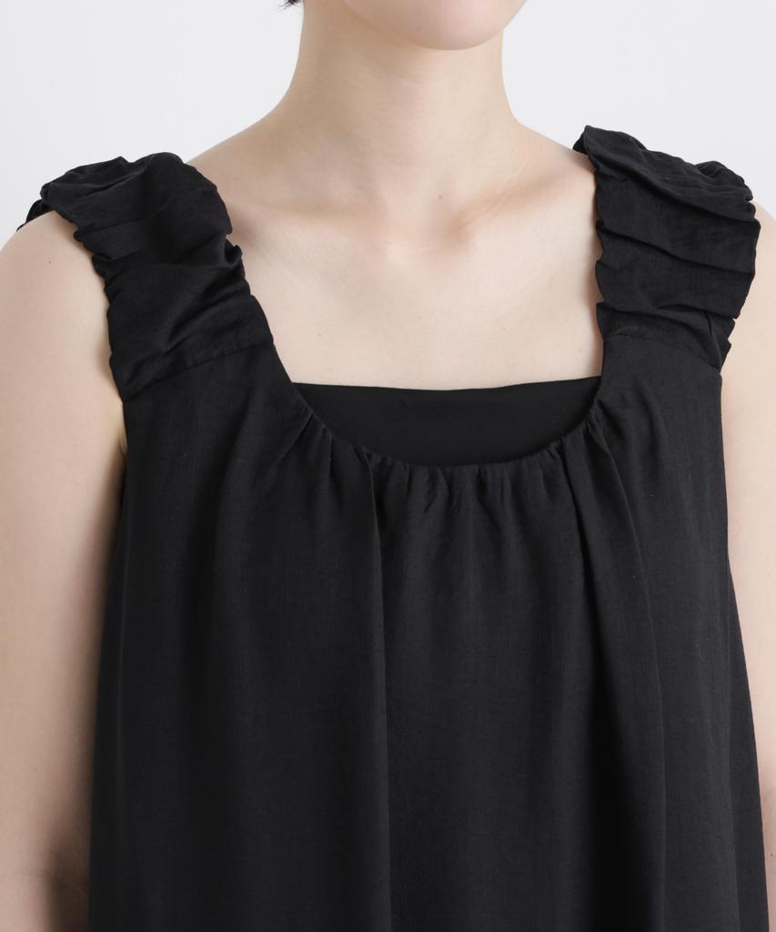 Gathered Sleeve Flare Size F [Nano Universe] Dress, Women's, 140, Green, 673-6119324
