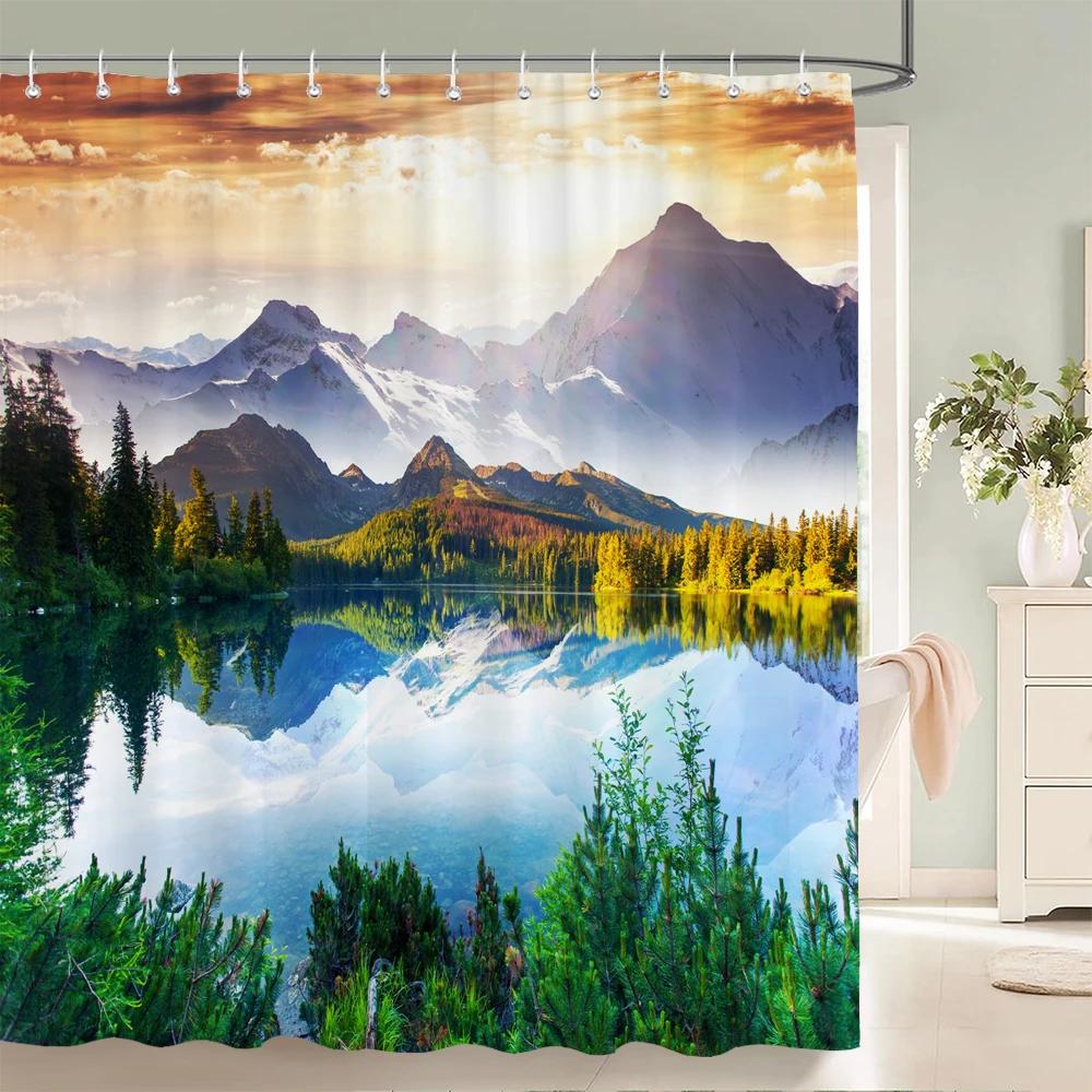 Nature Forest Waterfall 3D Shower Curtain landscape Bathroom Curtains Waterproof Fabric With Hooks Home Decoration Bath Curtain