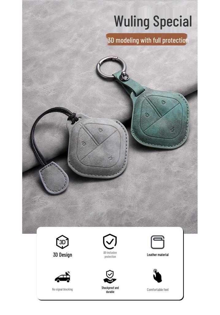 Wuling Bingo 2023 Sheep Suede Car Key Cover with Buckle Keychain