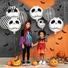 Table Decoration Supplies 12PCS Halloween Skull Balloon Set, Aluminum Foil Balloons, Black And White Reusable Mylar Balloons Striped Realistic