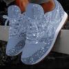 Ladies Platform Sneakers with Muffin Sequins and Rhinestones