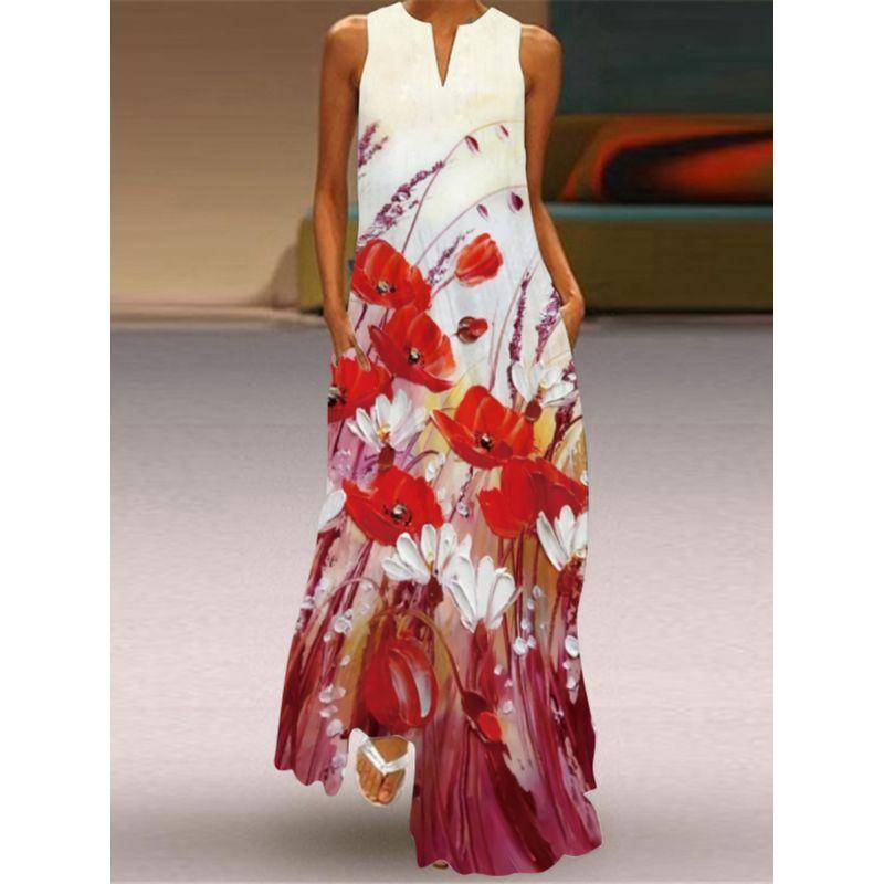 V-neck Dress Women's Fashion 3D Fashion Peacock Feather Print Loose Plus Size and Floor Skirt 2023 Sexy Beach Dress