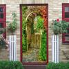 Nature Scenery Door Decal 3D Removable Vinyl Sticker, Adhesive Forest Pathway Wallpaper for Bedroom Entryway