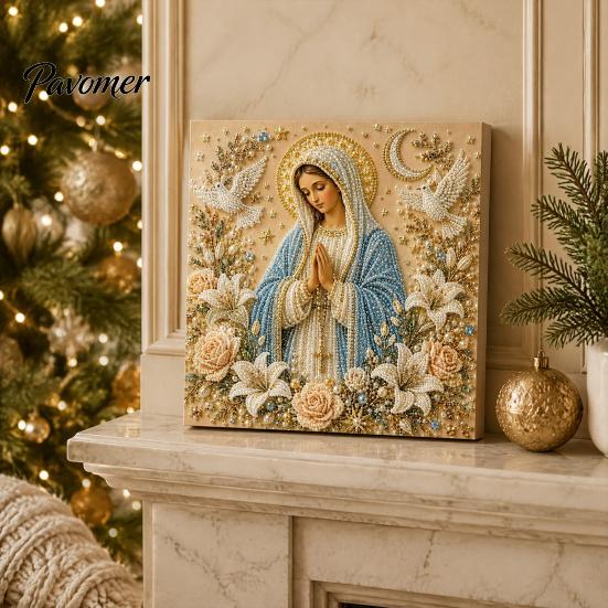Artistic Garden Decorations DIY Jesus Pearl Art Kit, Diamond Painting for Adults, Christian Mosaic Creative Bedroom Accessories Craft Christ