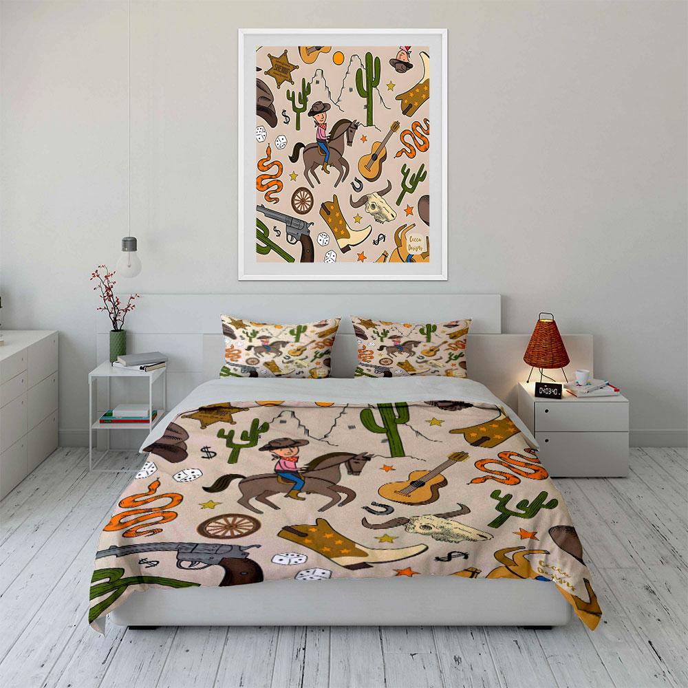 Western-Themed Cowboy Adventure Set Exquisite Three-Piece Bedding Set Gift For Kids And Adults