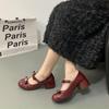 Silver Light Mouth Ballet Style High-heeled Single Shoes Women's 2025 New Summer Skirt French Round Head Mary Jane Shoes