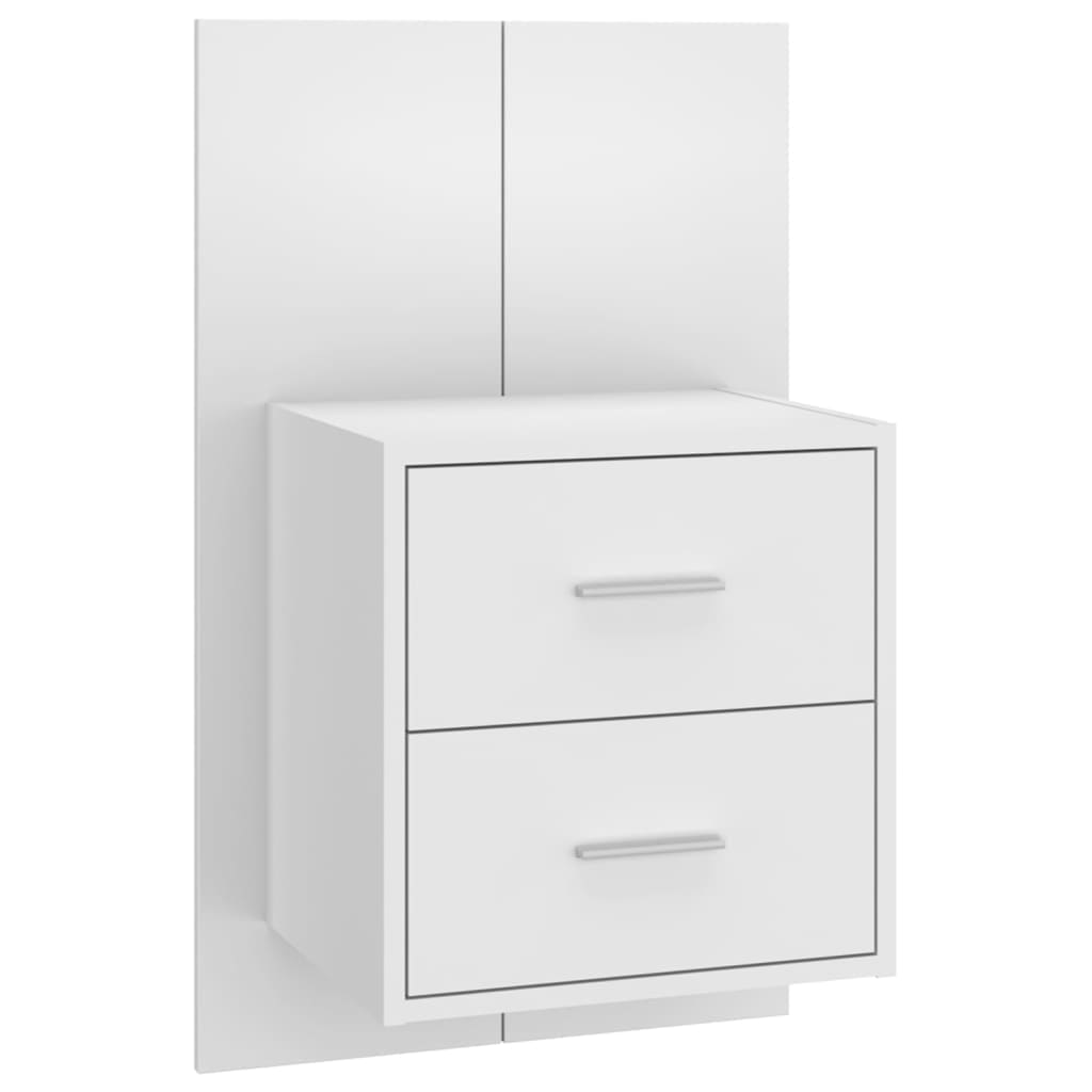 Headboard with Nightstands White Particleboard