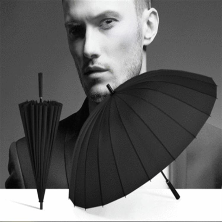 11 Bone Solid Color Double Long-handled Umbrella Wholesale Straight Pole Umbrella Retro Gift High-end Business Advertising Umbrella Men's Large