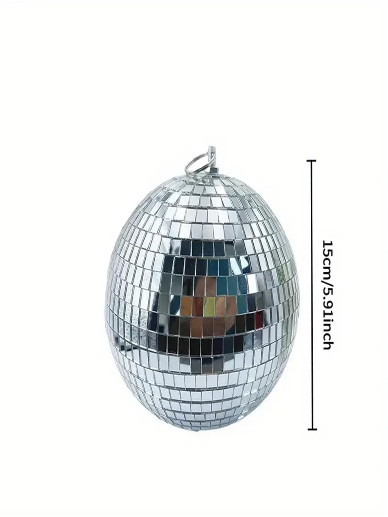

Sparkling Large Silver Mirror Disco Ball | Glass Material with Hook, No Power Needed - Hanging Party Decoration for Weddings, Ch
