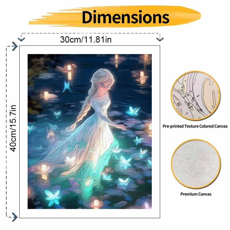 Disney Elsa Oil Painting Painting Art Glowing Butterflies Handmade Diy Painting Home Decoration Gift