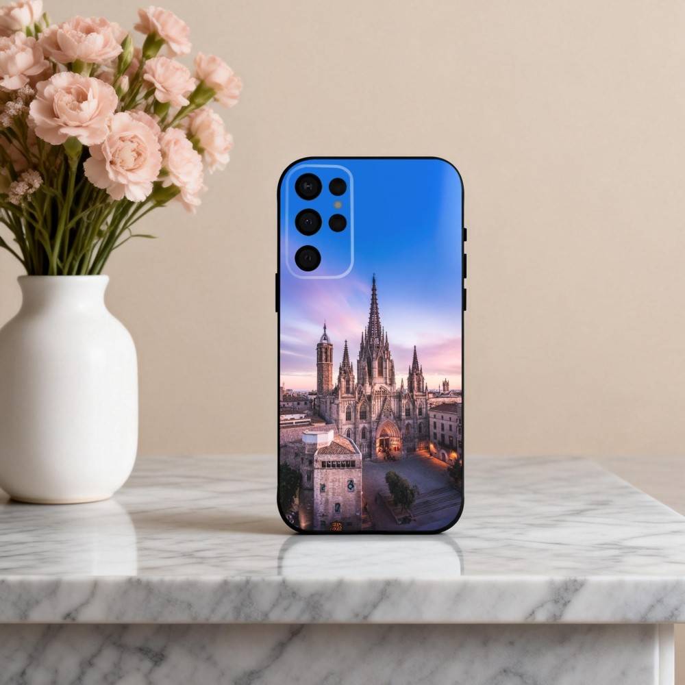 A-Architectural scenery of B-Barcelona Phone Case For Samsung S25,24,23,22,30,21,10,9,Ultra,Plus,Lite,FE,4,5 G Soft Black Case