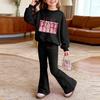 Kids Printed Long Sleeve Neck Top and Pants Set, Casual Loose Fit Outfit for Boys Girls