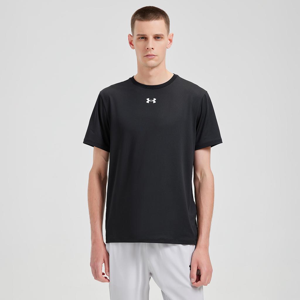 Under Armour Casual Breathable Quick-Dry Loose Round Neck Short Sleeve T-Shirt Unisex Tops Black 25500505-001
