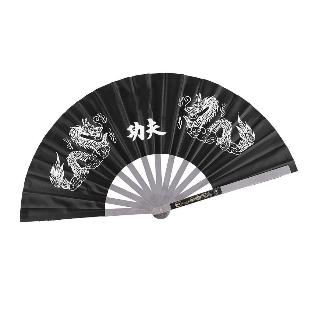 Stainless Steel Tai Martial Arts Kung Fu Dance Practice Training Performance Fan Black