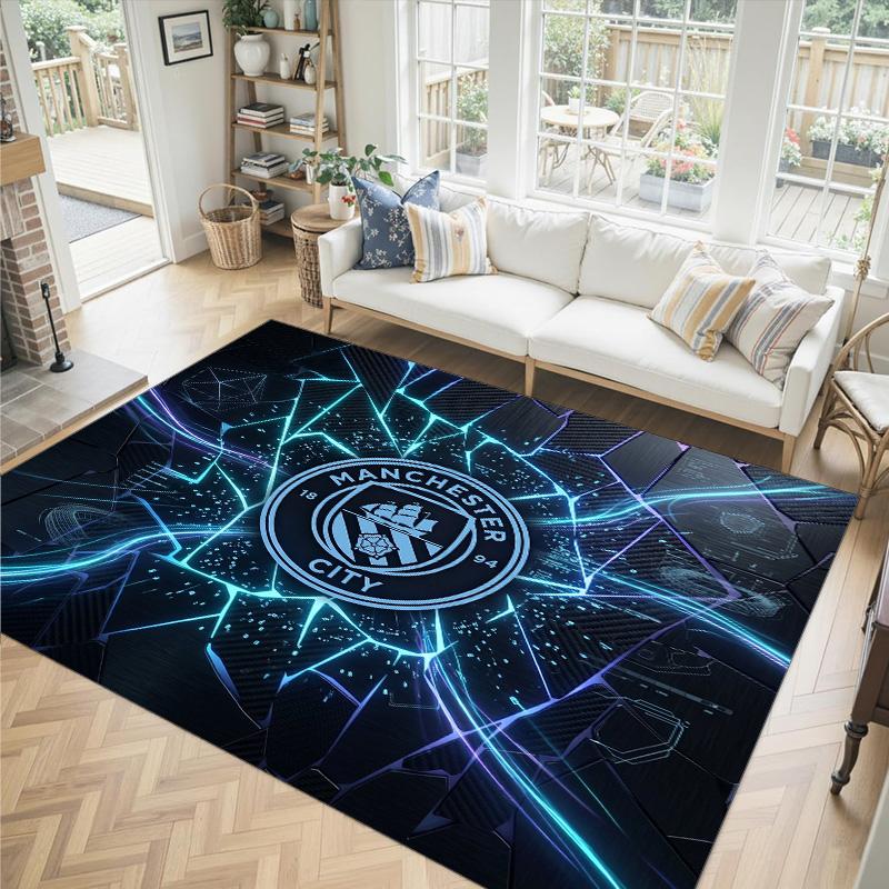 Manchester City Design Kristal Fluweel Tapijt Gezellig Niet?Antislip Bedrukt Tapijt Voor Slaapkamer Woonkamer Entree