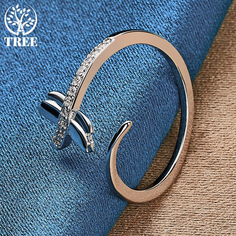 925 Sterling Silber Libelle AAA Zirkon Öffnungsring Schmuck