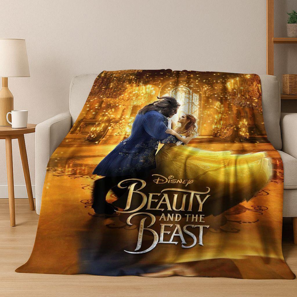 3D-Flanelldecke mit dem Motiv „Die Schöne und das Biest“ – warm, kuschelig und perfekt für Zuhause, Schlafzimmer, Bett oder Sofa. Ideal als Geschenk für Kinder.