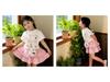 2025 Korean Summer Cute Cat Print Short Sleeve Plaid Skirt Set