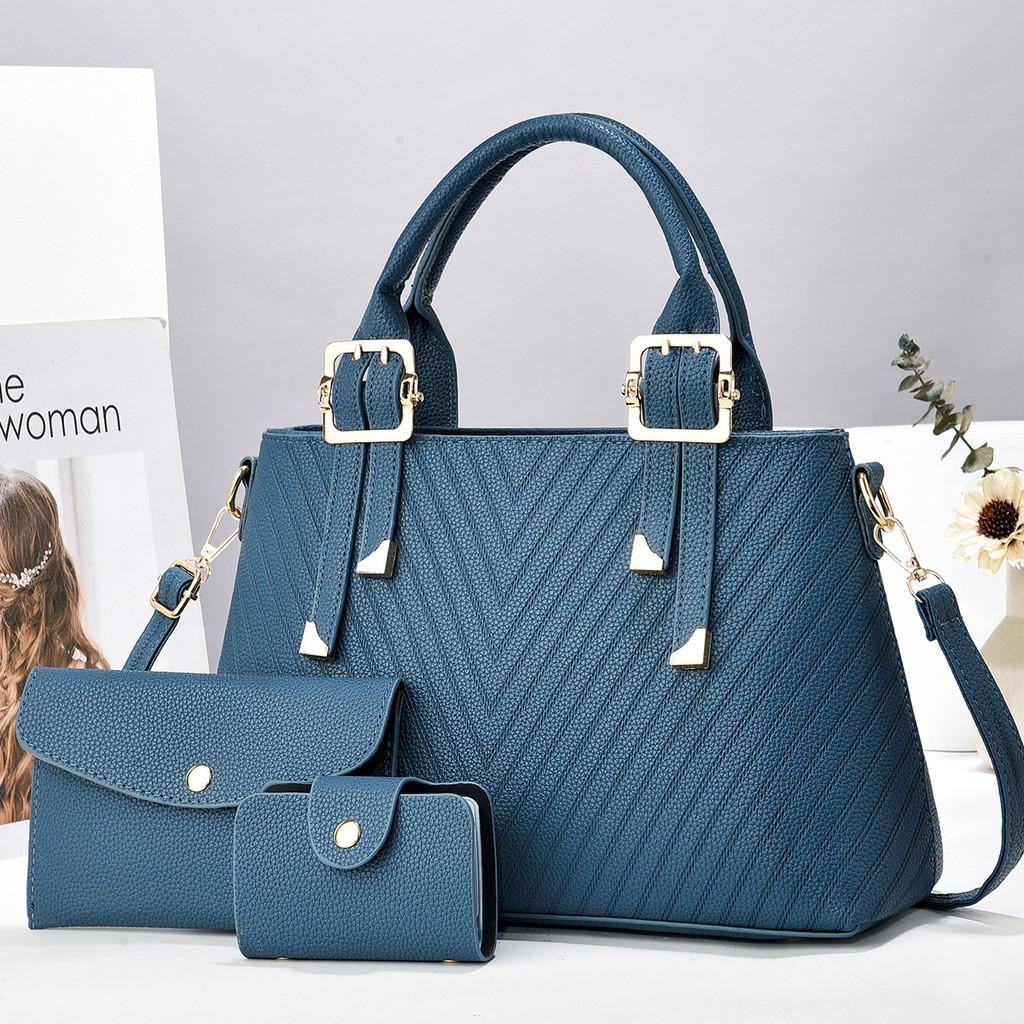 Stylish Macaron Color Three Piece Set In Chic Pu Fabric For Daily Use With High Capacity