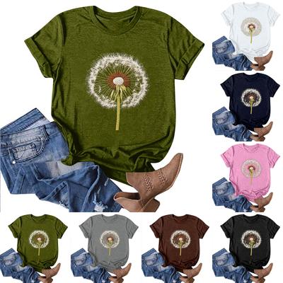 Mode femme décontracté imprimé col rond pull à manches courtes T-Shirt haut