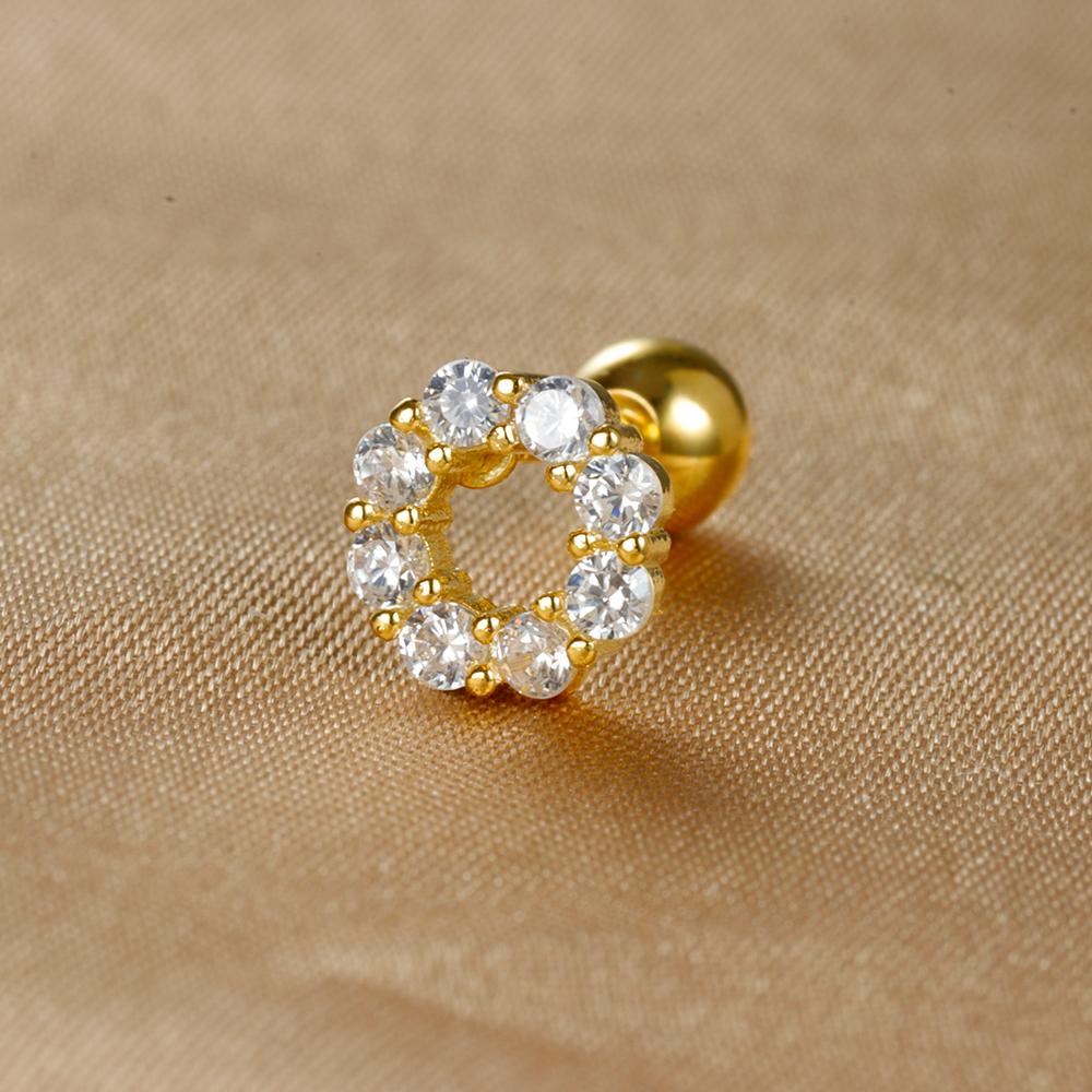 1 Stück Edelstahl Mond Kreuz Kleine Ohrstecker Winziger Zirkonia Ohrläppchen Tragus Helix Knorpel Piercing Ohrring Schmuck