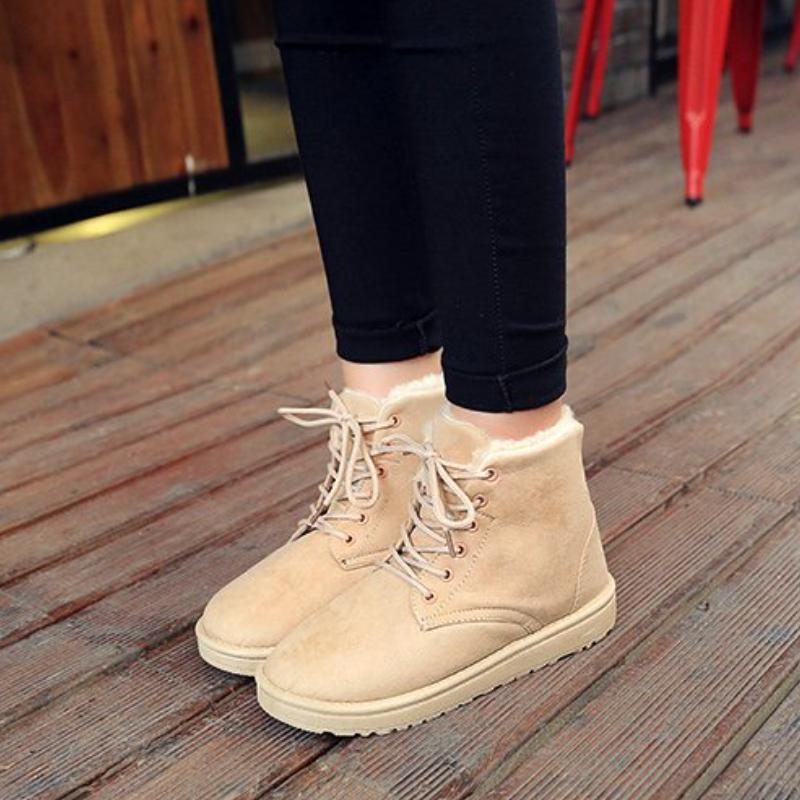 Fashion Trendy Women's Snow Boots 2024 Winter New Solid Color Flat Heel Anti Slip Cotton Warm and Comfortable Short Boots Zapatos Mujer