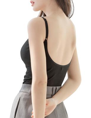 Two Hatch 90375a Cupped Bra Thin Medium, Innerwear, Backless, Camisole, Top, Rib/Black